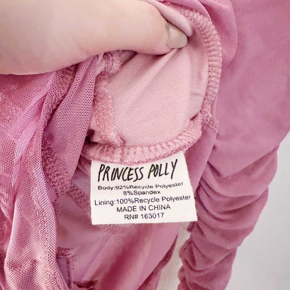 Princess Polly Ruched Long Sleeve Bodysuit Sheer Pink - Picture 3 of 7